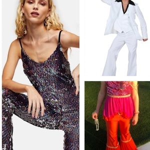 70s Disco Studio 54 Family Costumes with Sequin Topshop Jumpsuit